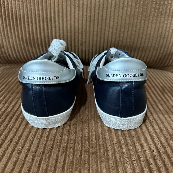 Golden Goose Superstar Navy Leather White Star Lace Laces Italy Size 42 - Picture 2 of 10